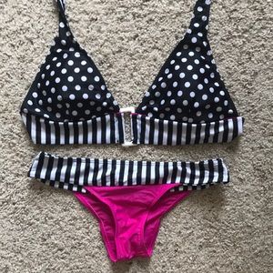 Never worn striped & polka dot bikini